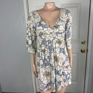 Vintage Y2K dress Puella Floral Cotton Small USA 3/4 Sleeve Mini Bell sleeve M22